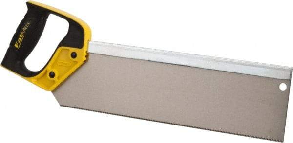 Stanley - 14" Hardened Steel Blade Back Saw - Plastic Handle, Closed Grip, 18" OAL - Industrial Tool & Supply