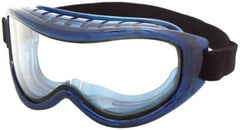 Sellstrom - Size Universal, Clear Polycarbonate Anti-Fog & Scratch Resistant Lens, Safety Goggles - Indirect Vent, Blue Plastic Frame, Over the Glass Style - Industrial Tool & Supply
