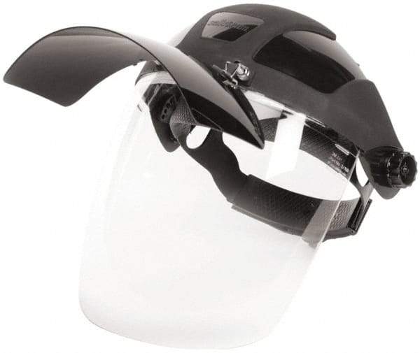 Sellstrom - Nylon Black Ratchet Adjustment, Welding Face Shield & Headgear Set - 12-1/8" Wide x 9" High x 0.06" Thick, Anti-Fog, Clear Window - Industrial Tool & Supply