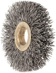 Osborn - 2" OD, 1/2" Arbor Hole, Crimped Steel Wheel Brush - 1/4" Face Width, 1/2" Trim Length, 0.014" Filament Diam, 20,000 RPM - Industrial Tool & Supply