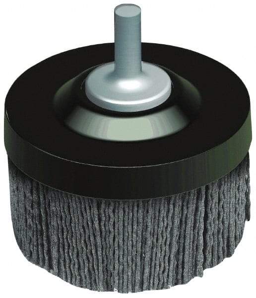Osborn - 1-1/2" 80 Grit Silicon Carbide Crimped Disc Brush - Medium Grade, Quick Change Connector, 1-3/8" Trim Length, 1/4" Shank Diam - Industrial Tool & Supply
