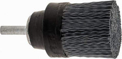 Osborn - 1-1/2" 320 Grit Silicon Carbide Crimped Disc Brush - Extra Fine Grade, Quick Change Connector, 1-3/8" Trim Length, 1/4" Shank Diam - Industrial Tool & Supply