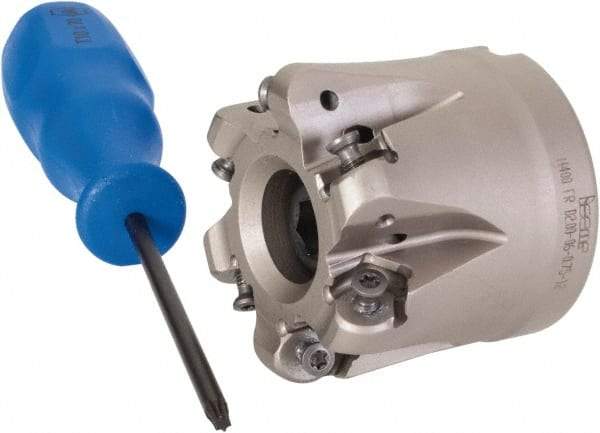 Iscar - 2" Cut Diam, 0.34" Max Depth, 3/4" Arbor Hole, 6 Inserts, H400 RNHU 1205 Insert Style, Indexable Copy Face Mill - H400 FR-12 Cutter Style, 1.77" High, Through Coolant, Series Helido - Industrial Tool & Supply