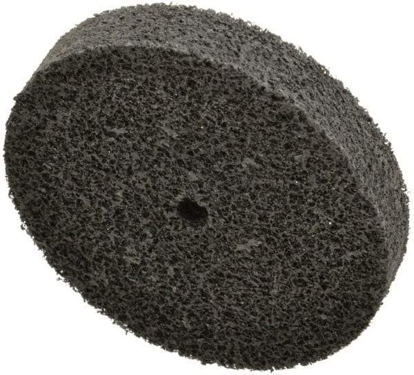 Brite Star - 3" Diam, 1/2" Face Width, 1/4" Center Hole, Fine Grade, Silicon Carbide Deburring Wheel - Unitized, Soft Density 2 Grade, 10,000 RPM - Industrial Tool & Supply