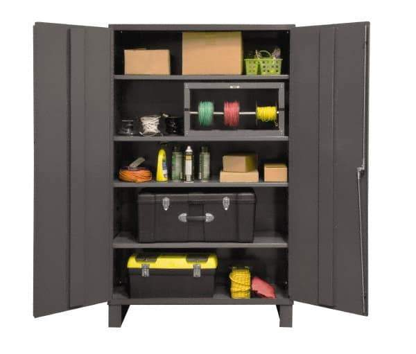 Durham - 4 Shelf Locking Storage Cabinet - Steel, 48" Wide x 24" Deep x 78" High, Gray - Industrial Tool & Supply