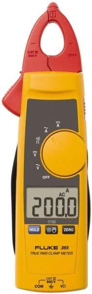 Fluke - 365, CAT III, Digital True RMS Clamp Meter with 0.7087" Detachable Jaws - 600 VAC/VDC, 200 AC/DC Amps, Measures Voltage, Current, Resistance - Industrial Tool & Supply