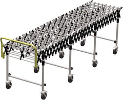 Value Collection - 18 Inches Wide x 3.8 Ft. to 12 Ft. Extended Length Flexible Conveyor - 31-1/2 to 39.4" High, 4 Leg Sets per Unit, 7 Wheels per Axle - Industrial Tool & Supply