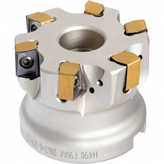 Iscar - 7 Inserts, 3" Cut Diam, 1" Arbor Diam, 0.472" Max Depth of Cut, Indexable Square-Shoulder Face Mill - 0/90° Lead Angle, 2" High, H490 AN.X 1205 Insert Compatibility, Through Coolant, Series Helido - Industrial Tool & Supply