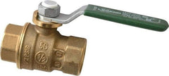 Legend Valve - 1/2" Pipe, Full Port, Brass Full Port Ball Valve - Bi-Directional, FNPT x FNPT Ends, Quarter Turn Handle, 600 WOG, 150 WSP - Industrial Tool & Supply