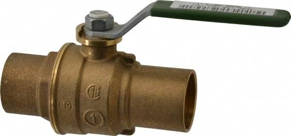 Legend Valve - 1" Pipe, Full Port, Brass Full Port Ball Valve - Bi-Directional, Sweat Ends, Quarter Turn Handle, 600 WOG, 150 WSP - Industrial Tool & Supply