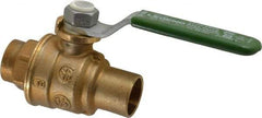 Legend Valve - 1/2" Pipe, Full Port, Brass Full Port Ball Valve - Bi-Directional, Sweat Ends, Quarter Turn Handle, 600 WOG, 150 WSP - Industrial Tool & Supply