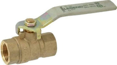 Legend Valve - 1/2" Pipe, Full Port, Brass Full Port Ball Valve - Bi-Directional, FNPT x FNPT Ends, Quarter Turn Handle, 600 WOG, 150 WSP - Industrial Tool & Supply