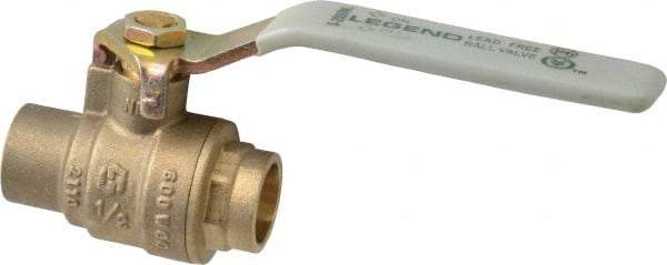 Legend Valve - 1/2" Pipe, Full Port, Brass Full Port Ball Valve - Bi-Directional, Sweat Ends, Quarter Turn Handle, 600 WOG, 150 WSP - Industrial Tool & Supply