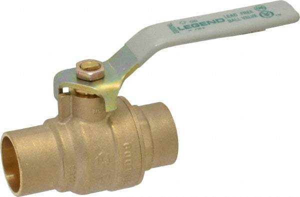Legend Valve - 1" Pipe, Full Port, Brass Full Port Ball Valve - Bi-Directional, Sweat Ends, Quarter Turn Handle, 600 WOG, 150 WSP - Industrial Tool & Supply