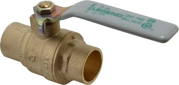 Legend Valve - 3/4" Pipe, Full Port, Brass Full Port Ball Valve - Bi-Directional, Sweat Ends, Quarter Turn Handle, 600 WOG, 150 WSP - Industrial Tool & Supply