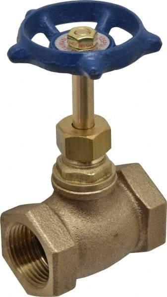 Legend Valve - 3/4" Pipe, FNPT Ends, Brass Rising Stem Globe Valve - Bronze Disc, Bolted Bonnet, 200 psi WOG, 125 psi WSP, Class 125 - Industrial Tool & Supply