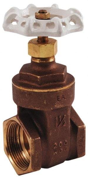 Legend Valve - 3/4" Pipe, Class 200, FNPT x FNPT Brass Solid Wedge Gate Valve - 200 WOG, 1 WSP, Bolted Bonnet, For Use with Potable Water Applications - Industrial Tool & Supply