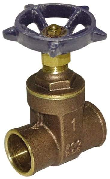 Legend Valve - 3/4" Pipe, Class 200, Sweat Brass Solid Wedge Gate Valve - 200 WOG, 1 WSP, Bolted Bonnet, For Use with Potable Water Applications - Industrial Tool & Supply