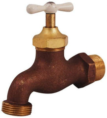 Legend Valve - 3/4" Pipe, 125 psi WOG Rating, Brass Hose Bibb, Stop Valve - T Handle, MNPT x MGHT End Connections, Use with Potable Water Applications - Industrial Tool & Supply