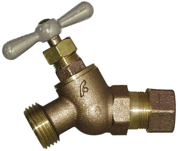 Legend Valve - 1/2" Pipe, 125 psi WOG Rating, Brass Hose Bibb, Stop Valve - T Handle, MGHT End Connections, Use with Potable Water Applications - Industrial Tool & Supply