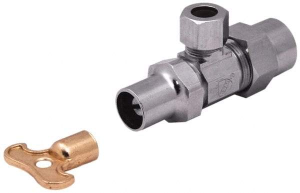 Legend Valve - NPT 1/2 Inlet, 110 Max psi, Chrome Finish, Rubber Water Supply Stop Valve - 3/8 Compression Outlet, Angle, Silver Handle, For Use with Potable Water Applications - Industrial Tool & Supply