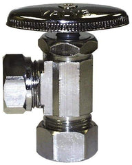 Legend Valve - NPT 1/2 Inlet, 110 Max psi, Chrome Finish, Rubber Water Supply Stop Valve - 1/2 Compression Outlet, Angle, Silver Handle, For Use with Potable Water Applications - Industrial Tool & Supply