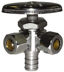 Legend Valve - NPT 1/2 Inlet, 110 Max psi, Chrome Finish, Rubber Water Supply Stop Valve - 3/8 Compression Outlet, Straight, Silver Handle, For Use with Potable Water Applications - Industrial Tool & Supply