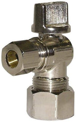 Legend Valve - PEX 1/2 Inlet, 125 Max psi, Chrome Finish, Carbon Steel Water Supply Stop Valve - 3/8 Compression Outlet, Angle, Silver Handle, For Use with Potable Water Applications - Industrial Tool & Supply