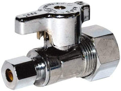 Legend Valve - NPT 1/2 Inlet, 125 Max psi, Chrome Finish, Carbon Steel Water Supply Stop Valve - 1/2 Compression Outlet, Angle, Silver Handle, For Use with Potable Water Applications - Industrial Tool & Supply