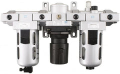 PRO-SOURCE - 1/4 NPT Intermediate 3 Pc Filter-Regulator-Lubricator FRL Unit with Pressure Gauge - Industrial Tool & Supply