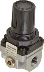 PRO-SOURCE - 1/4 NPT Port, 21 CFM, Aluminum Miniature Regulator - 7 to 145 psi Range, 220 Max psi Supply Pressure, 1/8" Gauge Port Thread, 1.56" Wide x 3.19" High - Industrial Tool & Supply
