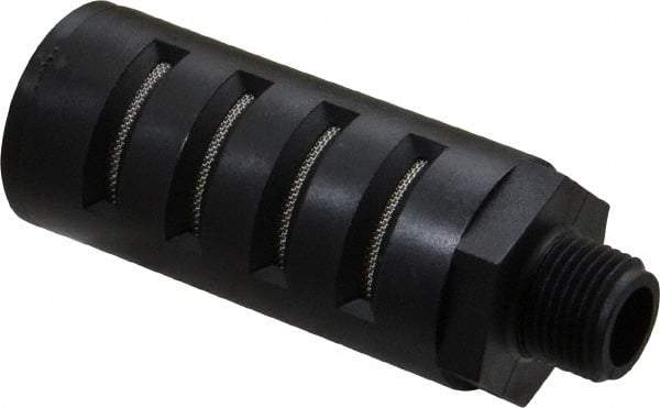 PRO-SOURCE - 3/8 Male NPT, 1" Hex, 3-27/64" OAL, Muffler - 150 Max psi, Glass Filled Nylon - Industrial Tool & Supply