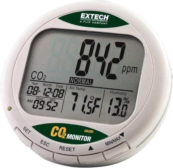 Extech - -14 to 140°F, 0 to 99.9% Humidity Range, Air Quality Monitor - Industrial Tool & Supply