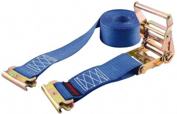 Erickson Manufacturing - 16' Long x 2" Wide, 3,500 Lb Basket Capacity, Polyester & Steel Web Sling - Blue - Industrial Tool & Supply