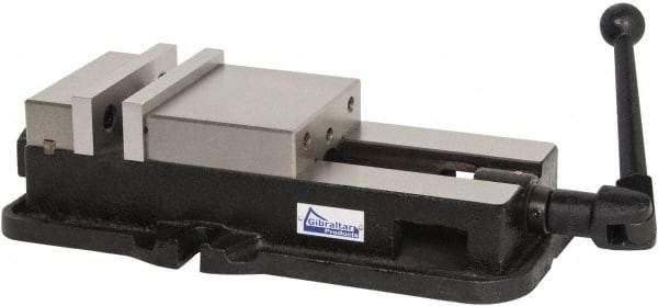 Gibraltar - 6" Jaw Width, 7-1/2" Jaw Opening Capacity, Horizontal Stationary Machine Vise - Manual Operation, 1 Station, 18-1/2" Long x 4-5/8" High x 1-19/32" Deep, 1-19/32" Jaw Height, Ductile Iron - Industrial Tool & Supply