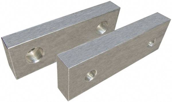 Gibraltar - 6" Wide x 3" High x 2" Thick, Flat/No Step Vise Jaw - Soft, Aluminum, Fixed Jaw, Compatible with 6" Vises - Industrial Tool & Supply