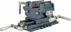 Interstate - 2-23/32" Jaw Opening Capacity x 1" Throat Depth, Horizontal Drill Press Vise - 3" Wide x 27/32" High Jaw, Cross Slide Base, Standard Speed, 5-7/16" OAL x 4.72" Overall Height, Cast Iron - Industrial Tool & Supply