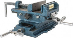 Interstate - 5-5/16" Jaw Opening Capacity x 1-5/16" Throat Depth, Horizontal Drill Press Vise - 5" Wide x 1-5/16" High Jaw, Cross Slide Base, Standard Speed, 10" OAL x 5.3" Overall Height, Cast Iron - Industrial Tool & Supply