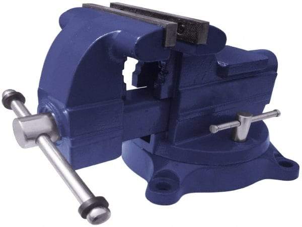 Gibraltar - 5-1/2" Jaw Width x 5" Jaw Opening Capacity, 3-7/16" Throat Depth, Bench & Pipe Combination Vise - 1/8 to 2-1/2" Pipe Capacity, Swivel Base, Bolt Down Attachment, Ductile Iron - Industrial Tool & Supply