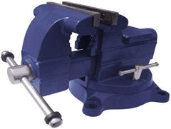 Gibraltar - 8" Jaw Width x 7-1/2" Jaw Opening Capacity, 4-1/2" Throat Depth, Bench & Pipe Combination Vise - 1/8 to 3" Pipe Capacity, Swivel Base, Bolt Down Attachment, Ductile Iron - Industrial Tool & Supply