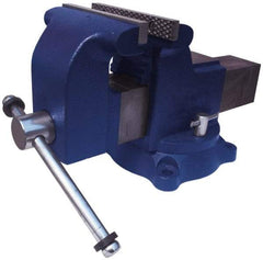 Gibraltar - 4" Jaw Width x 4-3/8" Jaw Opening Capacity, 2-1/2" Throat Depth, Bench & Pipe Combination Vise - 3/4 to 2-3/8" Pipe Capacity, Swivel Base, Bolt Down Attachment, Ductile Iron - Industrial Tool & Supply