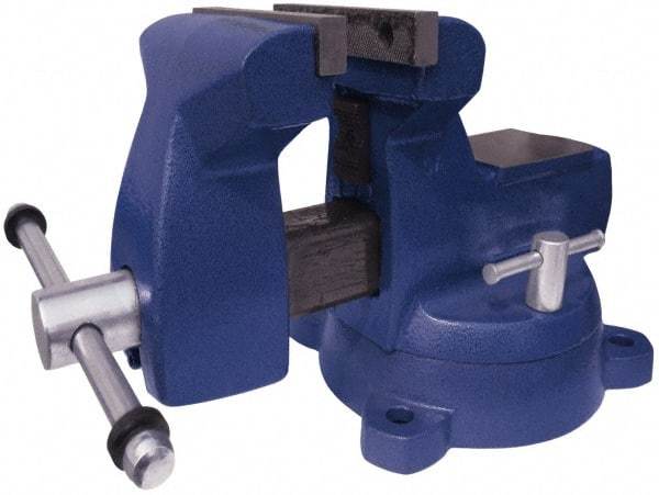 Gibraltar - 5" Jaw Width x 5-1/4" Jaw Opening Capacity, 3-3/4" Throat Depth, Bench & Pipe Combination Vise - 1/4 to 2-1/2" Pipe Capacity, Swivel Base, Bolt Down Attachment, Ductile Iron - Industrial Tool & Supply
