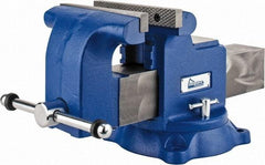 Gibraltar - 8" Jaw Width x 8" Jaw Opening Capacity, 4" Throat Depth, Bench & Pipe Combination Vise - 3/4 to 3" Pipe Capacity, Swivel Base, Bolt Down Attachment, Ductile Iron - Industrial Tool & Supply
