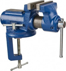 Gibraltar - 4" Jaw Width, 2-1/4" Opening Capacity, 2" Throat Depth, Cast Iron Stationary Bench Vise - Clamp-On Base Attachment - Industrial Tool & Supply