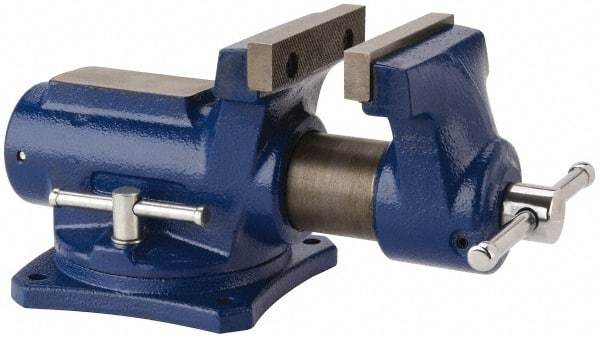Gibraltar - 4" Jaw Width, 2-1/4" Opening Capacity, 2" Throat Depth, Cast Iron Swivel Bench Vise - Bolt Down Base Attachment - Industrial Tool & Supply