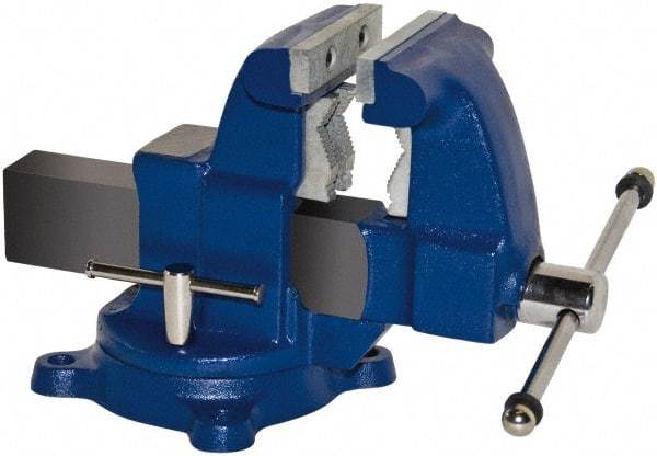 Gibraltar - 4-1/2" Jaw Width x 4-1/2" Jaw Opening Capacity, 4-1/2" Throat Depth, Bench & Pipe Combination Vise - 1/8 to 2-1/2" Pipe Capacity, Swivel Base, Bolt Down Attachment, Ductile Iron - Industrial Tool & Supply