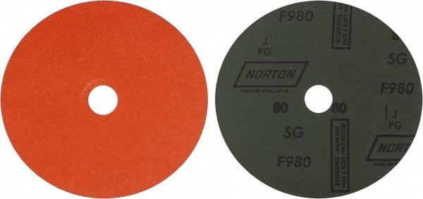 Norton - 7" Diam 7/8" Hole 80 Grit Fiber Disc - Ceramic, Series R980P - Industrial Tool & Supply