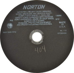 Norton - 10" Aluminum Oxide Cutoff Wheel - 0.063" Thick, 1-1/4" Arbor, 3,500 Max RPM, Use with Stationary Tools - Industrial Tool & Supply