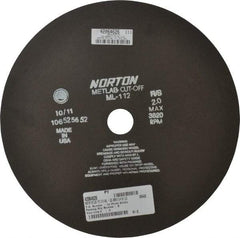 Norton - 12" Aluminum Oxide Cutoff Wheel - 0.078" Thick, 1-1/4" Arbor, 3,820 Max RPM, Use with Stationary Tools - Industrial Tool & Supply