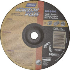 Norton - 9" Wheel Diam, 1/4" Wheel Thickness, 7/8" Arbor Hole, Depressed Center Wheel - Ceramic, Resinoid Bond, 6,600 Max RPM - Industrial Tool & Supply